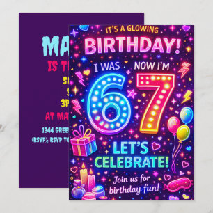 Six Seven Birthday Invitation   I was 6 now I'm 7 