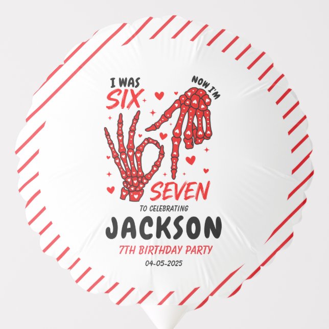 Six Seven Birthday Skeleton Hands Party Balloon (Front)