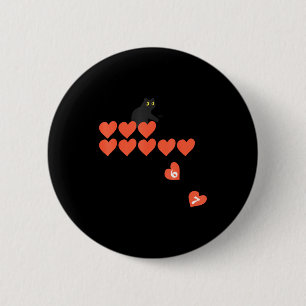 Six Seven Black Cat Knocking Off Hearts Funny 67 V Button
