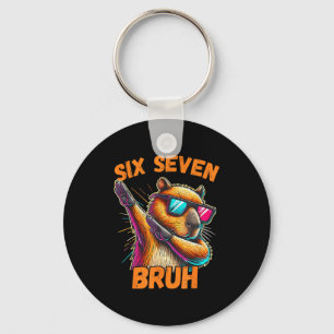 Six Seven Bruh 67 Capybara Vintage Funny Meme Gift Keychain