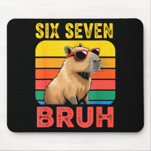 Six Seven Bruh 67 Capybara Vintage Funny Meme Gift Mouse Pad