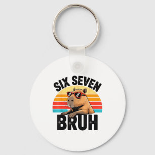 Six Seven Bruh 67 Meme Capybara Keychain