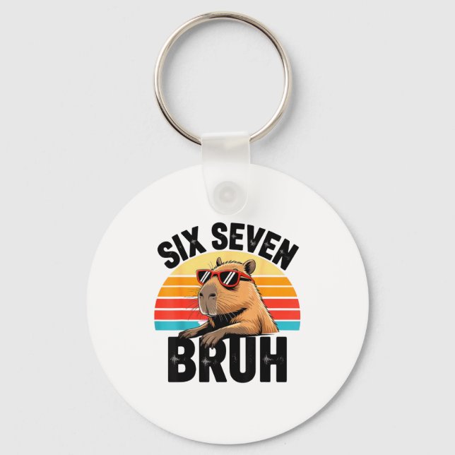 Six Seven Bruh 67 Meme Capybara  Keychain (Front)