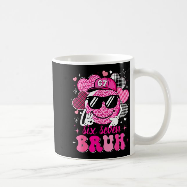 Six Seven Bruh 67 Meme Smile Face Valentines Boys  Coffee Mug (Right)