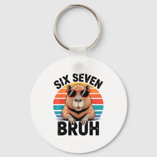 Six Seven Bruh 6 7 Meme Funny Capybara 6 7  Keychain