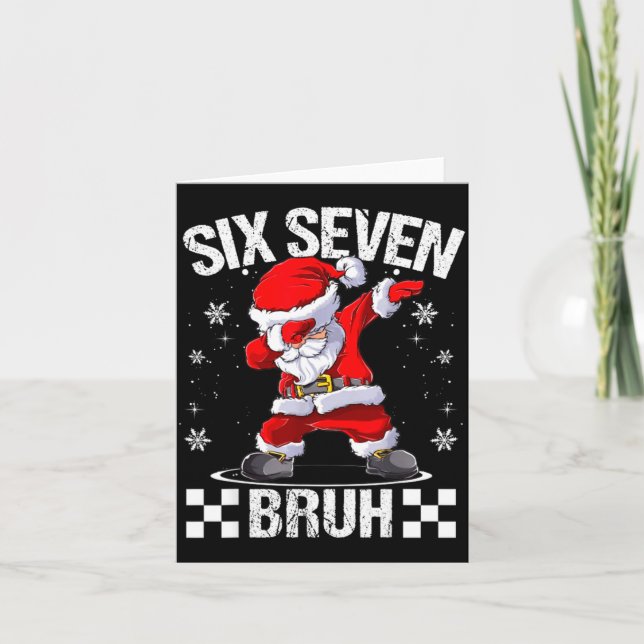 Six Seven Bruh 6-7 Meme Xmas Matching Pjs Christma Card (Front)