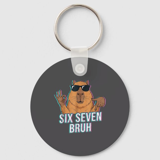 Six Seven Bruh Capybara 67 Boys Teens Kids Animals Keychain (Front)