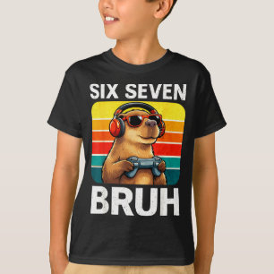 Six Seven Bruh Capybara Retro Vintage Funny 67 Mem T-Shirt