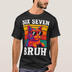 Six Seven Bruh Cat Retro Vintage Funny 67 Meme Men T-Shirt