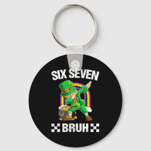 Six Seven Bruh Dabbing Leprechaun St Patricks Day Keychain