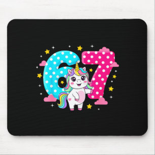 Six Seven Bruh Dabbing Unicorn 6 7 Meme 7th Birthd Mouse Pad