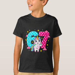 Six Seven Bruh Dabbing Unicorn 6 7 Meme 7th Birthd T-Shirt