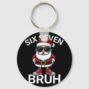Six Seven Bruh Funny 67 Meme Christmas Santa Keychain