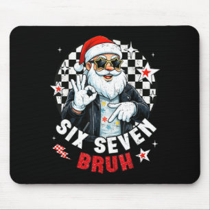Six Seven Bruh Funny Checkered Cool Santa Claus Ro Mouse Pad