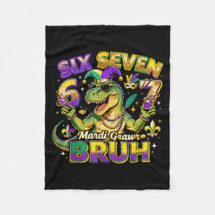 Six Seven Bruh Mardi Gras 67 Alligator Meme _2 Fleece Blanket