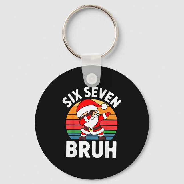 Six Seven Bruh Santa Dabbing Christmas  Keychain (Front)