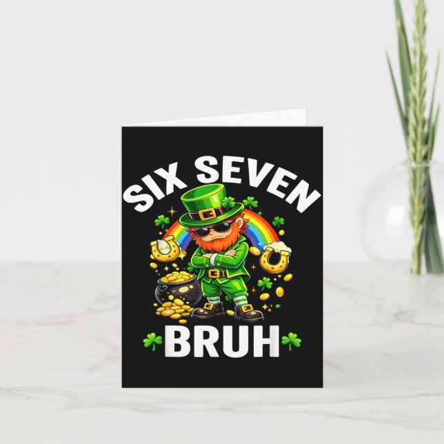 Six seven bruh st patrick’s day funny leprechaun card (Front)