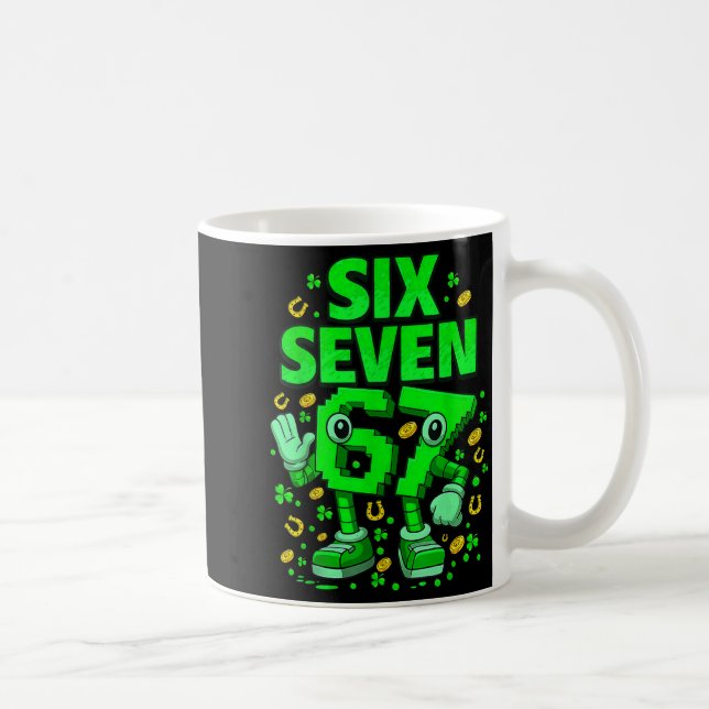 Six seven bruh st patricks day 67 meme 67 brainrot coffee mug (Right)