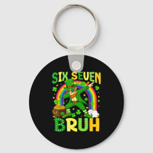 Six Seven Bruh St Patricks Day Leprechaun Dabbing Keychain
