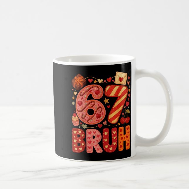 Six Seven Bruh Valentine Heart 67 Cute Kids Meme B Coffee Mug (Right)