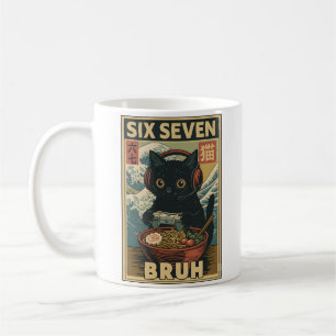 Six Seven Bruh Vintage Cat Meme Gift for Men Women Coffee Mug