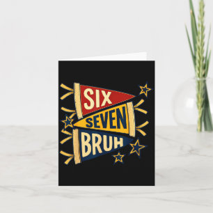 Six Seven Bruh Vintage Pennant Graphic Tee Card