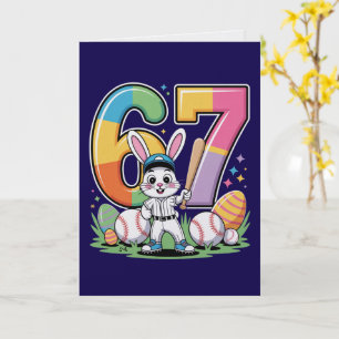 Six Seven Bunny Baseball Easter Card