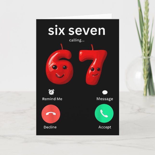 Six Seven Calling Meme Minimalist Trendy Phone Scr Card (Front)