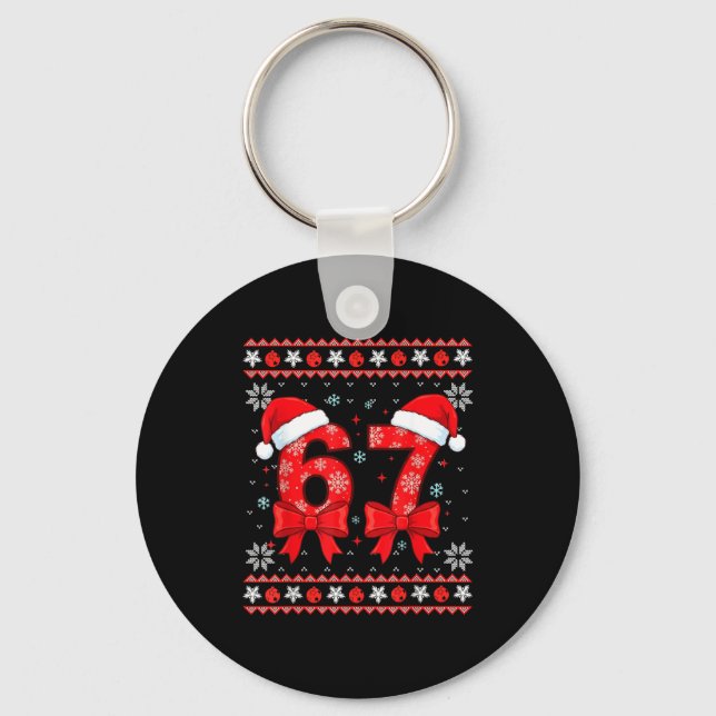 Six Seven Christmas 6 7 Ugly Christmas Sweater Boy Keychain (Front)