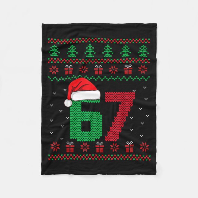 Six Seven Christmas 6 7 Ugly Christmas Sweater  Fleece Blanket (Front)