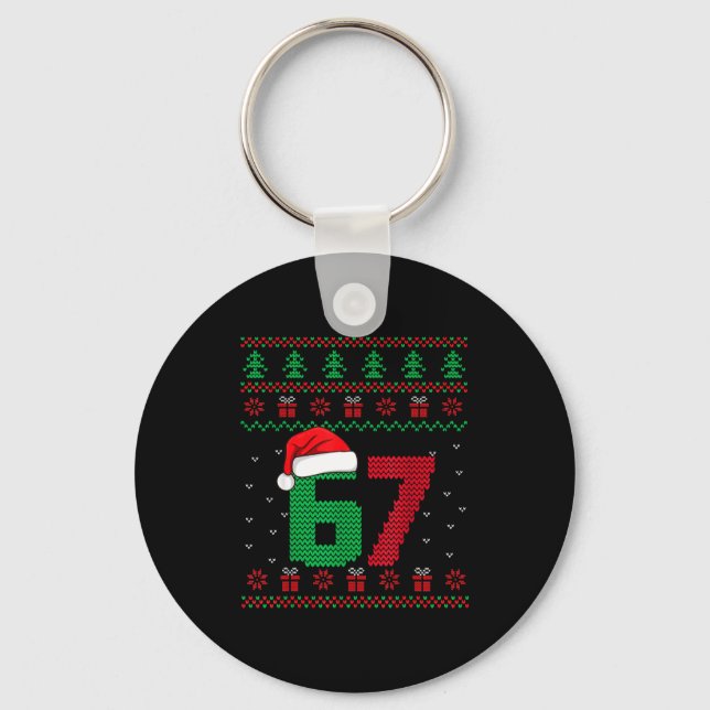 Six Seven Christmas 6 7 Ugly Christmas Sweater  Keychain (Front)