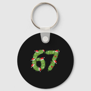 Six Seven Christmas Pickle Funny Holiday 67 Meme Keychain