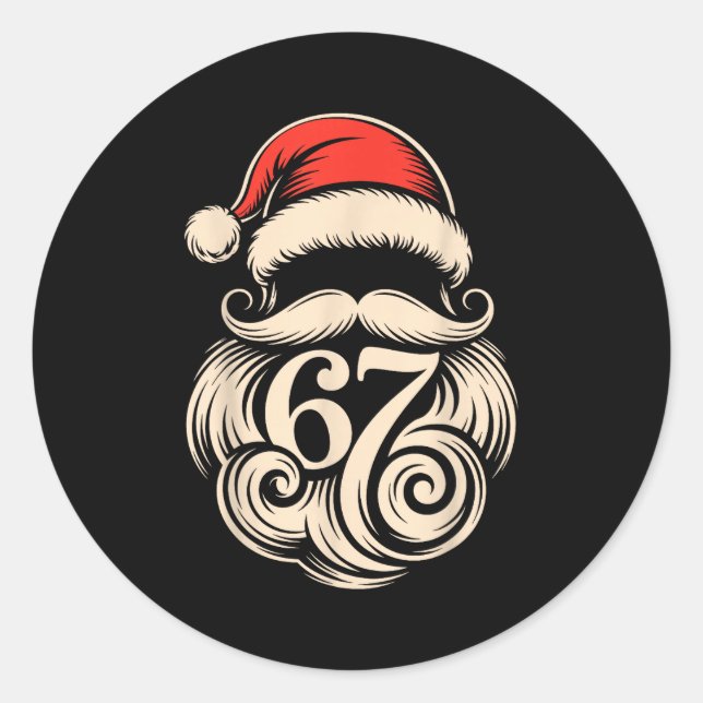 Six Seven Christmas Santa Meme 6 7 Holiday Humor D Classic Round Sticker (Front)