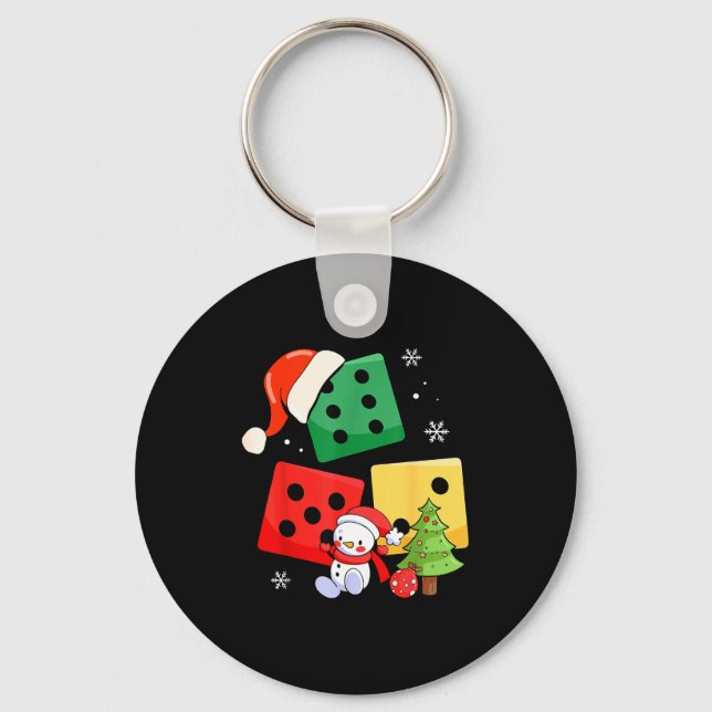 Six Seven Christmas Three Dice Santa Hat 67 Meme  Keychain (Front)