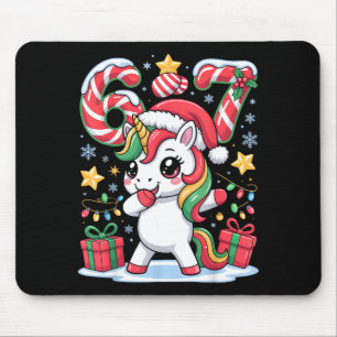 Six Seven Christmas Unicorn Meme Funny Cute Holida Mouse Pad