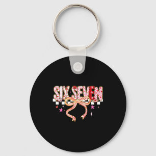 Six Seven Coquette Bow Women Girl Funny Valentines Keychain