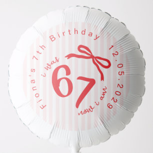 Six Seven Coquette Girl 7th Birthday Bow Thank you Balloon