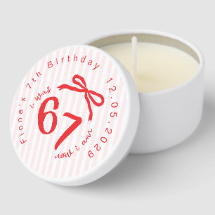 Six Seven Coquette Girl 7th Birthday Bow Thank you Mini Candle Favors