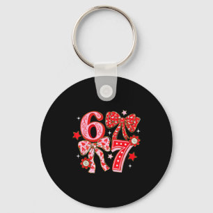 Six Seven Coquette Girl Bow Cool Meme 67 Valentine Keychain