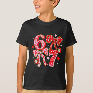 Six Seven Coquette Girl Bow Cool Meme 67 Valentine T-Shirt
