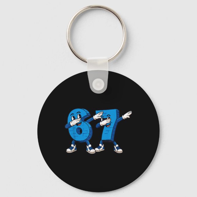 Six Seven Dabbing Cool Meme 67 Funny Dab Number  Keychain (Front)