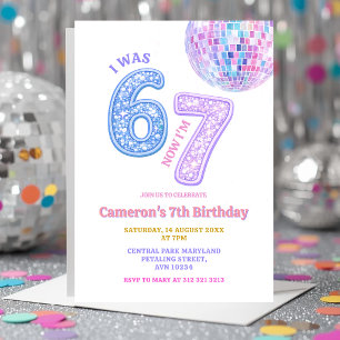 Six Seven Disco Glam 67 Kids Birthday Party Invitation