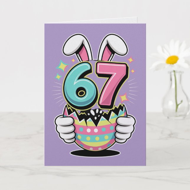 Six Seven Easter Bunny Egg Card Fun Kids Holiday (Small Plant)