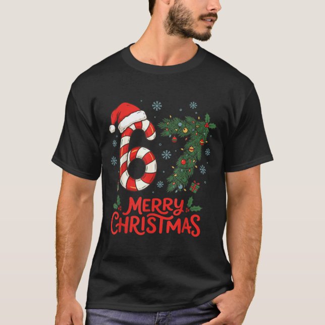 Six Seven Funny 6 7 Meme Christmas  T-Shirt (Front)