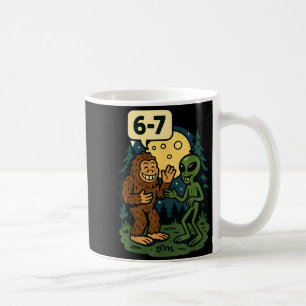 Six Seven Funny Bigfoot And Alien 67 Viral Meme Sa Coffee Mug