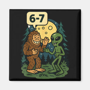Six Seven Funny Bigfoot And Alien 67 Viral Meme Sa Magnet