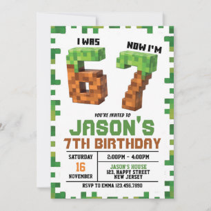 Six Seven Game Birthday Invitation. game Invite