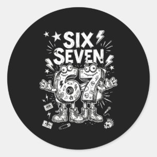 Six Seven Gen Alpha Brain Rot Meme Funny Viral Tre Classic Round Sticker