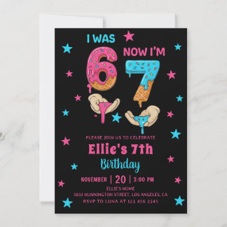 Six Seven Girl Birthday Invitation