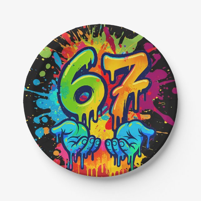 Six Seven Girl Birthday Paper Plate (Front)